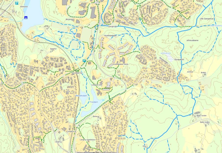 8 Friluftsliv, rekreasjon Innenfor og utenfor planområdet finnes det en del turstier som knytter planområdet sammen med