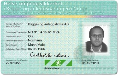 ID-kort for alle Rett ID Byggeplass Alle: - Utførende -