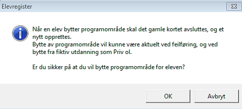 Bytte av utdanning etter import frå Vigo Dersom ein elev bytter utdanning i skoleåret, skal utdanningsavdelinga ha beskjed slik at Vigo blir oppdatert.