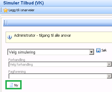 5.2. Funksjonalitet i skjermbildet SIMULER TILBUD Simulering kan også gjøres i skjermbildet Simuler Tilbud som er tilgjengelig