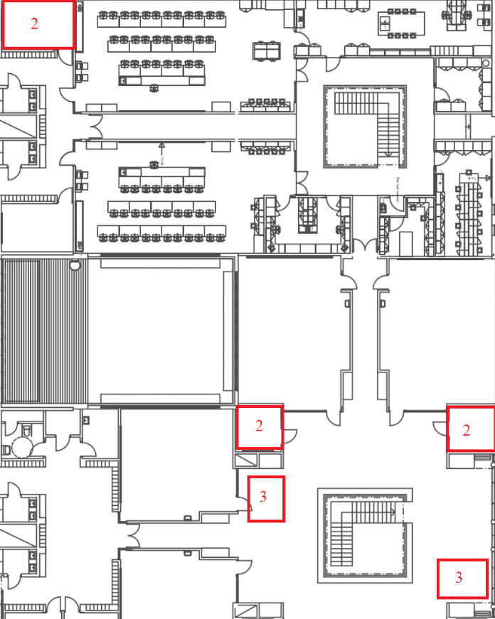 Figur 62 Oversikt over hvor elevene plasserte seg i 2.etasje 5.3.2 Observasjon om undervisningsrommene I denne delen vil observasjoner knyttet til de ulike undervisningsrommene bli presentert.