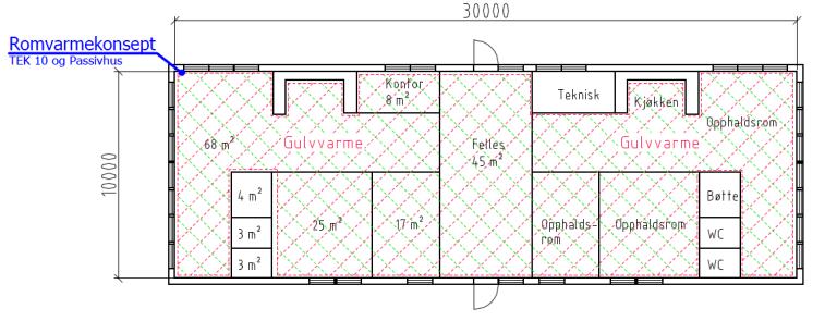 30 FAKTASTUDIE KOSTNADER FOR ELEKTRISK OG VASSBOREN OPPVARMING A - Barnehage TEK10 Golvvarme Passivhus - Golvvarme B - Bustadblokk TEK10 - raud Bad Golvvarme Stove/sov