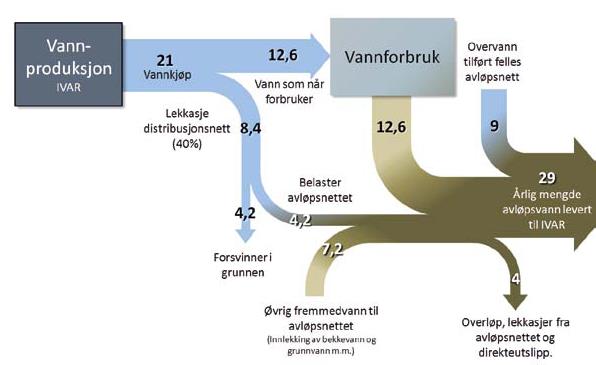 Det kommunale vannledningsnettet består av ca. 647 km vannledninger. I 1981 hadde Stavanger kommune et samlet vannforbruk på 29 millioner³.