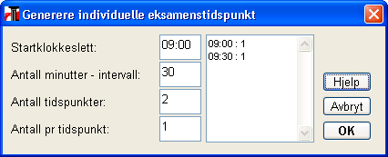 4.3.3 Plassere kandidater i eksamenstimeplan - 44 - Som ved fordeling av eksamen på rom, er dette en jobb som enten kan gjøres automatisk via rutine eller manuelt eller som en kombinasjon av begge.