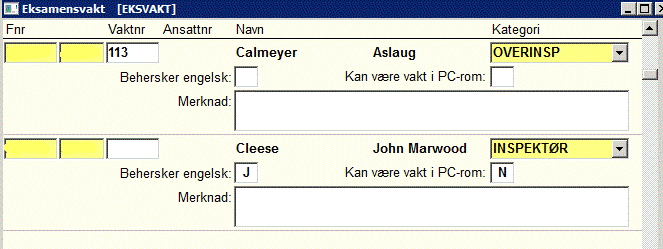 5. Eksamensbemanning - 48-5.1 Eksamensvakter Eksamensvakter må først opprettes som personer.