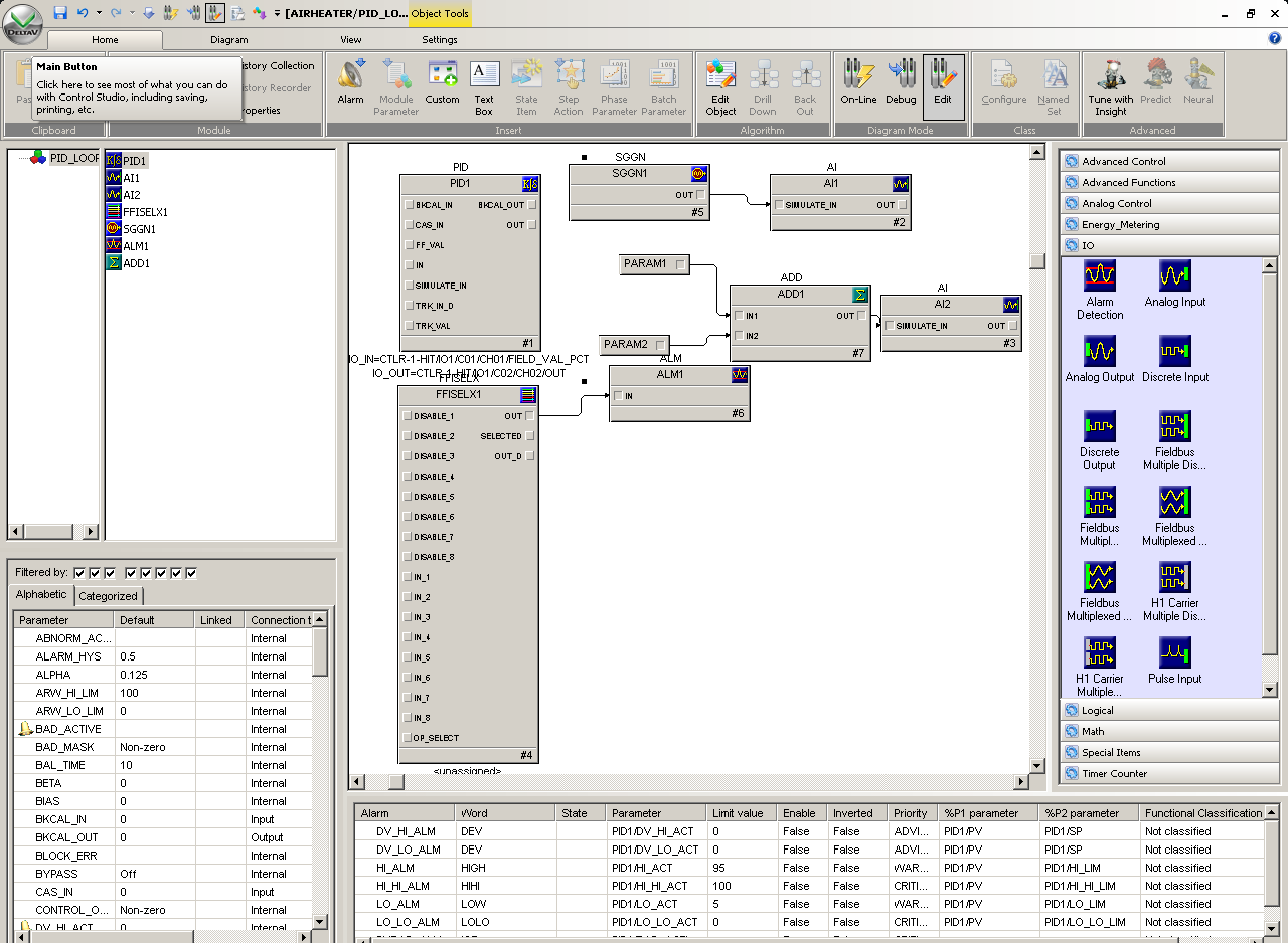 2 DeltaV 2.2.5 Control Studio I «Control Studio» foregår den logiske styringen til DeltaV. Figur 2-7 viser et oversiktsbilde til «Control Studio».