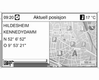 Navigering 93 Ved å bruke alternativet Pop Up informasjon kan du velge om ruteveivisningsinformasjonen fra navigasjonen skal vises i meldingsvinduer i andre funksjonsmoduser (f.eks. radio).