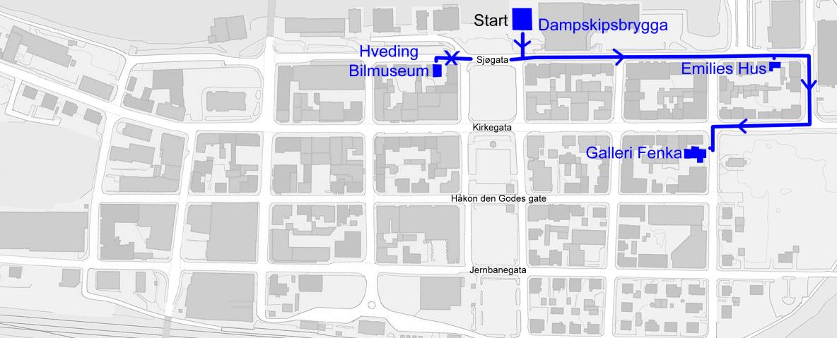 2.6 Sette opp reiselivspakker sammen med Bymuseet, Levanger Museum og Innherred Reiseliv Kart som viser et forslag til guiderute.