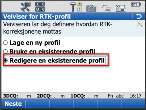 7 Redigering av en RTK-Profil Etter en oppgradering, kan det hende at du må legge inn eller redigere eks. brukerid, passord og telefonnummer. 7.