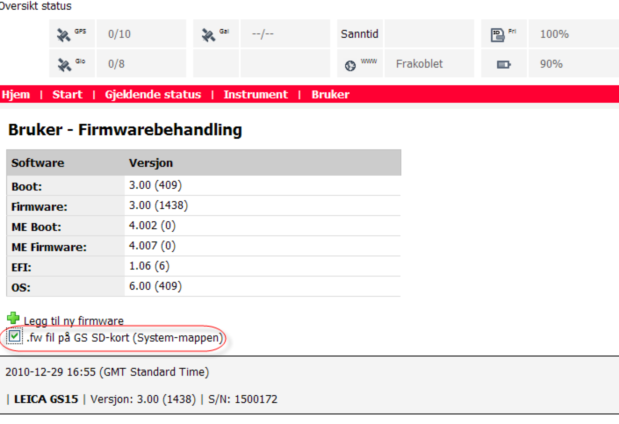 Nå kan du slette språkfilen fra SD-kortet. Legg filen GS_FW+WinCE_EN.