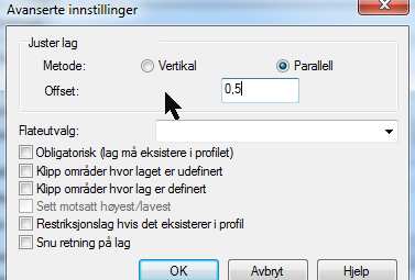 Parallell lag i masseberegning I avanserte innstillinger for massetyper (valg på lag) er det nå mulig å velge Parallell.