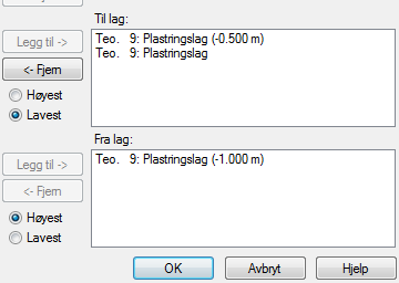 Samme lag flere ganger i til- og fra-lag Det er nå mulig å legge til samme laget i til/fra lag (massetypedialogen). Tidligere var det begrensinger på dette.