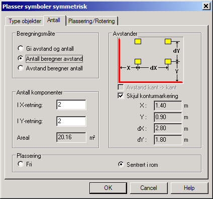 16.12.2008 59 Installasjon Dialogboksen åpnes igjen for å gi antall og avstand mellom armaturene.