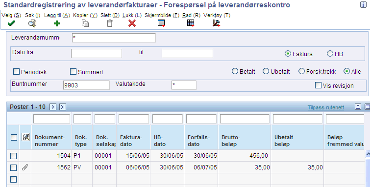 Kapittel 7 (DNK, FIN, NOR og SWE) Arbeide med landsspesifikk funksjonalitet for Danmark, Finland, Norge og Sverige Forfallsdato.