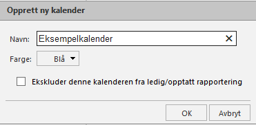 Opprette ny kalender Det er mulig å ha mere enn én kalender. Man kan for eksempel ha en privat kalender, en jobbrelatert kalender og en delt kalender. For å opprette en kalender: 1.