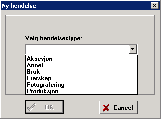 Primus Generell veiledning 16 Nye hendelser registreres ved å bruke høyremusetast i feltet "Hendelser" og velge "Ny hendelse".