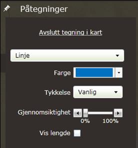 Påtegninger Her kan man velge type påtegning,