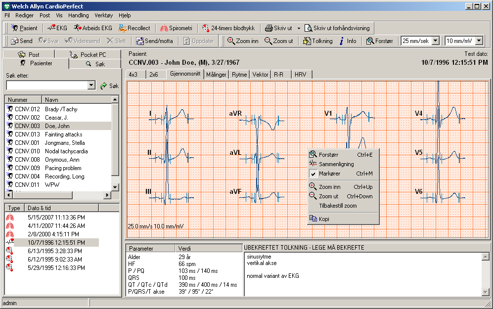 1.3 Lukke Welch Allyn CardioPerfect Workstation Slik lukker du Welch Allyn CardioPerfect Workstation: Klikk på Avslutt i Fil-menyen. 1.