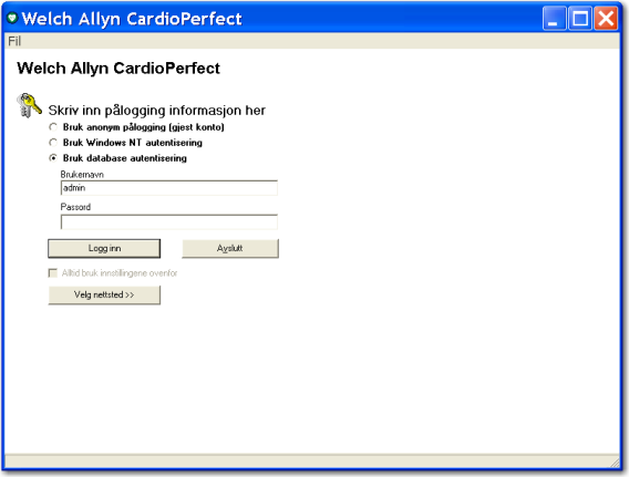 1. Komme i gang 1.1 Start Welch Allyn CardioPerfect Workstation Starte Welch Allyn CardioPerfect Workstation: 1. I Windows verktøylinje klikker du på Start og peker på Programmer. 2.