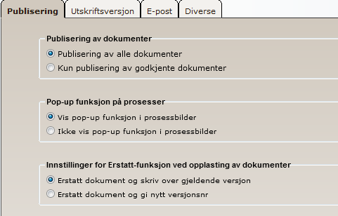 Erstatt dokument-funksjon: Hvert foretak kan nå i Administrasjonen sette hva som skal være