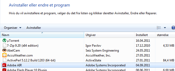 Avinstallere Finn rett program, klikk