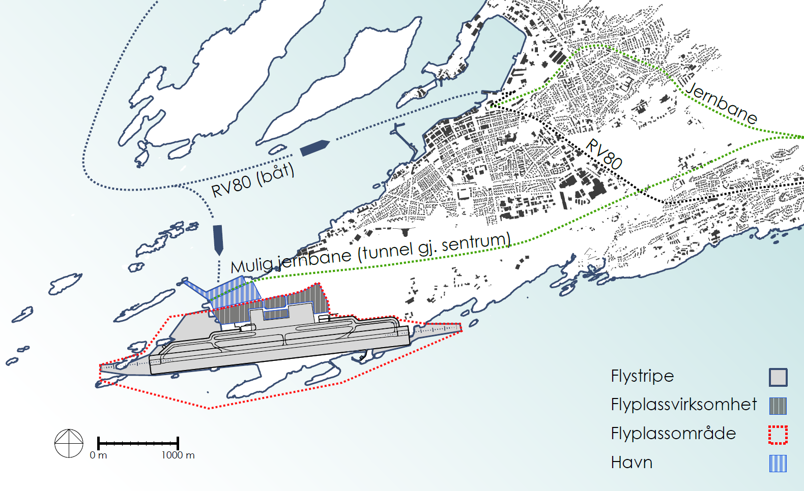 43 Figur 24 Ny flyplass og ny havn vil styrke Bodøs rolle som knutepunkt.