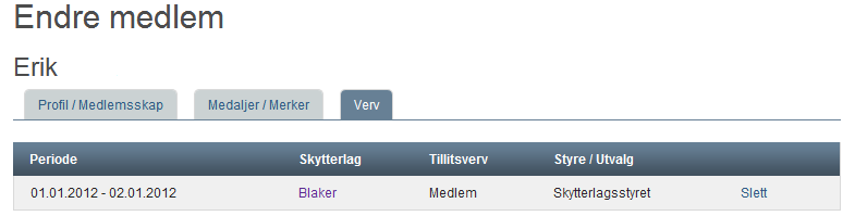 Utvalg/verv Endringer i verv oppdaterer skytterlaget selv under «Utvalg/Verv» inne i Mitt-DFS». Skytterlaget bør minimum ha skytterlagsstyre oppført her.