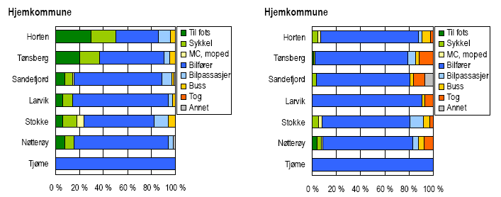 Reiser i forbindelse med fritid 29 % Arbeidsreiser 27 % Handelsreiser 20 % Skolereiser og arbeidsreiser (til sammen 30 %) er interessante fordi de foretas svært regelmessig og ofte i rushtiden når