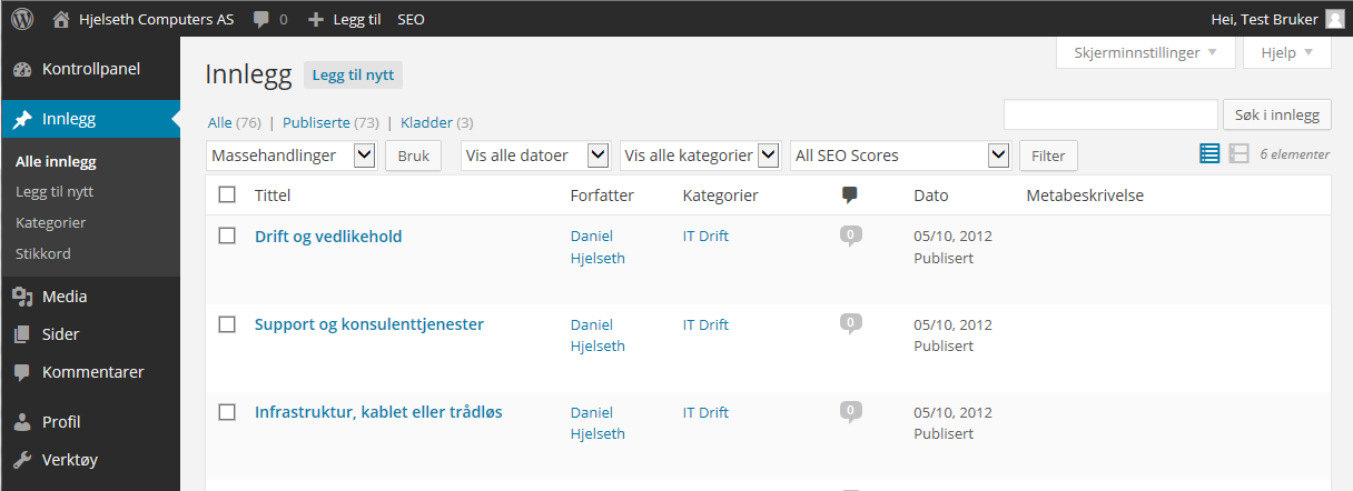 Innlegg De fleste nettsider har en form for innlegg. Det er disse som ofte kalles Aktuelt, Nyheter eller Referanser. Ofte vil de siste innleggene vises på framsiden av hjemmesiden.