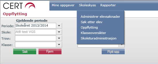 Forberedelse til nytt skoleår Ettersom CERT har vært i bruk for skolen ved tidligere skoleår vil de fleste elever allerede være registrert i systemet.