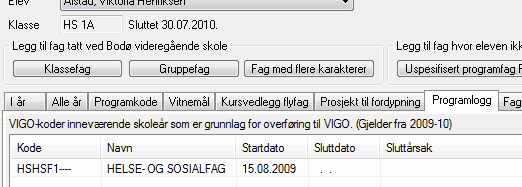 Registrering og rutiner i TP Elevens Vigo-kode vil være satt ved kjøring av Fil>Import fra VIGO Inntak dersom opptaket skjer via maskinelt inntak fra opptakskontoret eller fra inntak fra ventelisten.