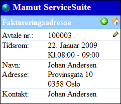 DEN OPTIMALE MOBILE LØSNINGEN Per velger den første avtalen, og får da se detaljene til avtalen. Han husker ikke den nøyaktige adressen til kunden, derfor velger han Vis faktura adr.