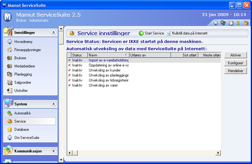 MAMUT SERVICESUITE PLANNING - GUIDE TIL MOBILE TJENESTER Registrere medarbeidere Mamut ServiceSuite Planning krever at minst én bruker er registrert i Mamut ServiceSuite. 1.