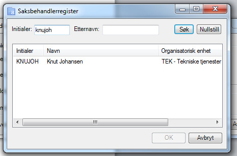 Trykk OK når du har funnet rett person. 4. Oppgaven om godkjenning sendes til tjenesteleder 5.