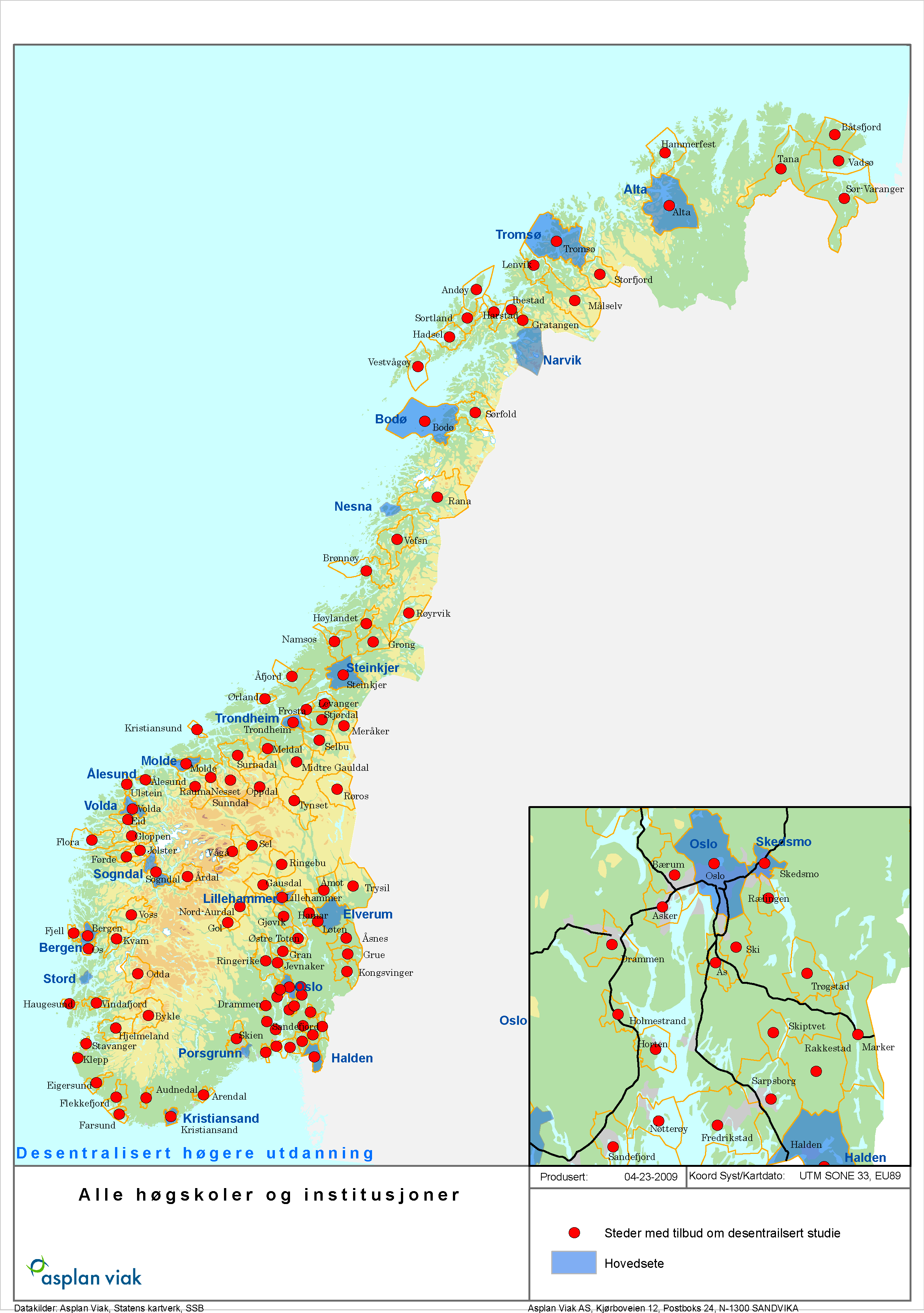 Analyse av markedet for desentralisert høyere utdanning 22 Kart 1: Oversikt