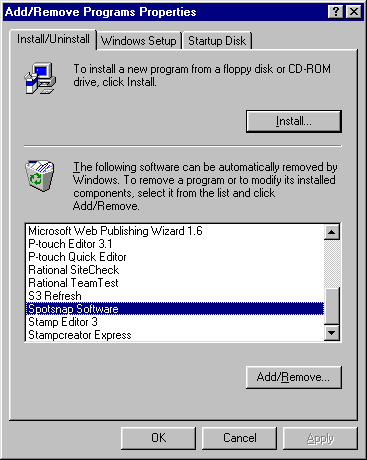 Avinstallere programvaren Skrive ut data fra en Windows-datamaskin Hvis skriveren ikke lenger skal brukes på datamaskinen, kan du avinstallere Spotsnap-programvaren og skriverdriveren.