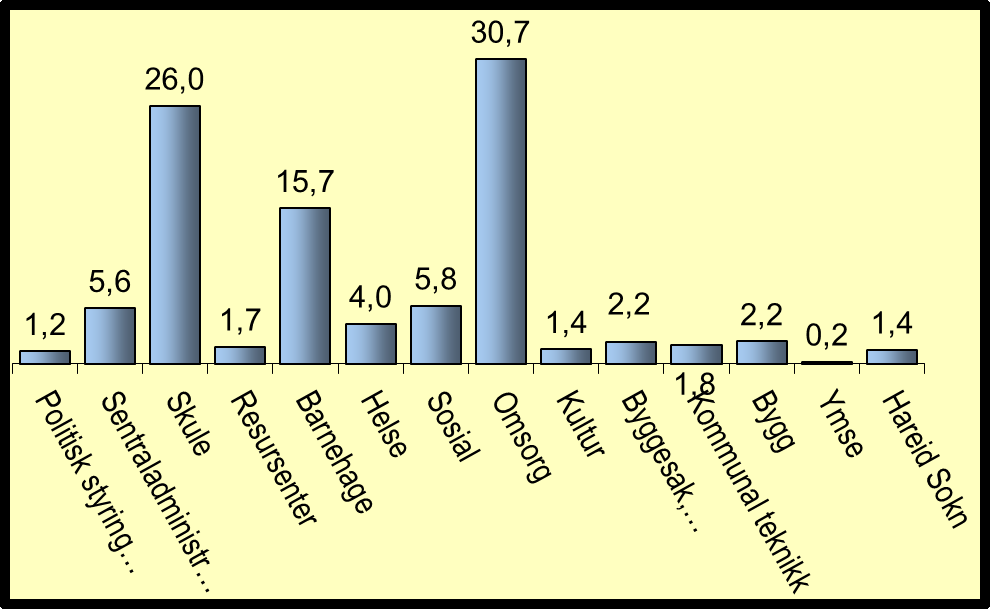 Årsmelding 2012 Andel av bruttoutgifter i %