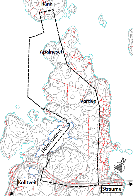 Figur 2 Varselkart. Planområdet markert. 2.3 Eigedomstilhøve Planområdet omfattar i hovudsak eigedommane gnr. 34, bnr 2, bnr. 3 og bnr. 4.