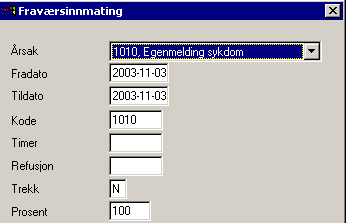 6 Fravær Registrering av fravær Ved registrering av nytt fravær er følgende felter obligatorisk for overføring via Visma: Årsak