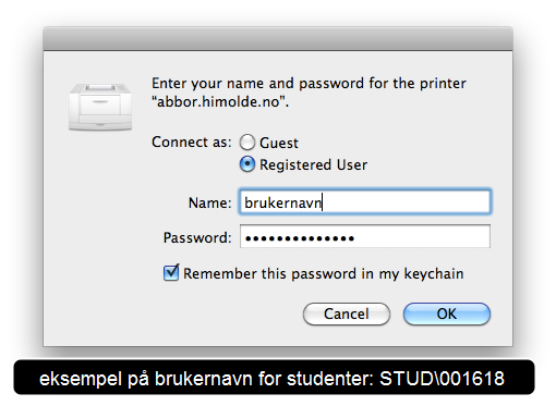 Steg 9 Til slutt skal du få frem spørsmål om brukernavn og passord. Hak av for "Registered User", og fyll inn ditt vanlige brukernavn og passord.