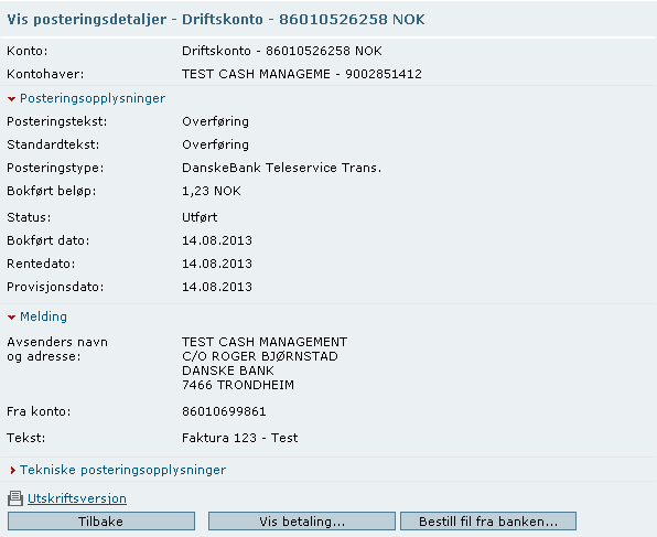 Kontoutskrift Kontoinformasjoner Ved å klikke på linken Kontoinformasjoner vil du få vist fanene Informasjon, Gebyroversikt, Rentesatsforløp og saldoforløp.