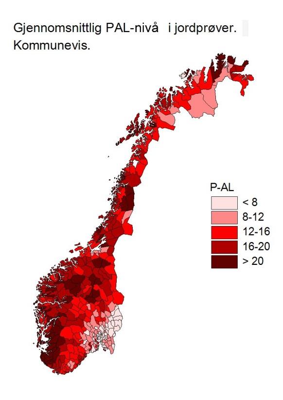 Gjennomsnittlig PAL-nivå i jordprøver. Kommunevis. Figur 3.