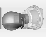 162 Pleie av bilen 5. Drei fjærklipset forover, og løsne det. 6. Fest støpselet på lyspæren. 7. Sett på dekselet, og skru det med urviseren. Blinklys foran Sidelys/kjørelys 2.
