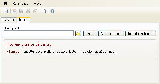 2.9.2 Import ordninger elektronisk kommunikasjon I menvalg Ajourhold faste opplysninger Elektronisk kommunikasjon Import kan du kontrollere det du har tenkt å importere ved å klikke Validèr transer.