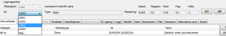 15. Lagre og gjenta punkt 11. 16. Når det er klart for neste lagringsenhet (det vil si en ny boks) velger du igjen Ny fra lagringsenhetsområdet (ikonet til høyre i bildet ovenfor markert med pil).