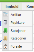 Dette er en kategori (Tenk perm med artikler). Artiklene som forfattes legges inn i disse kategoriene. Eksempel på seksjoner kan være skjønnlitteratur og faglitteratur med alle sine underkategorier.