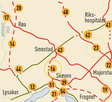 sykkelveier langs Ring 2 på vei mot Sjølyst. Samme tiltak som for Frogner gjelder derfor også i stor grad for syklister som er bosatt på Grünerløkka og St. Hanshaugen.