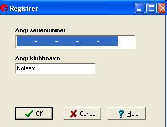 Registrering Første gang programmet benyttes på en pc, må det registreres ved at du legger inn serienummeret og klubbnavn.