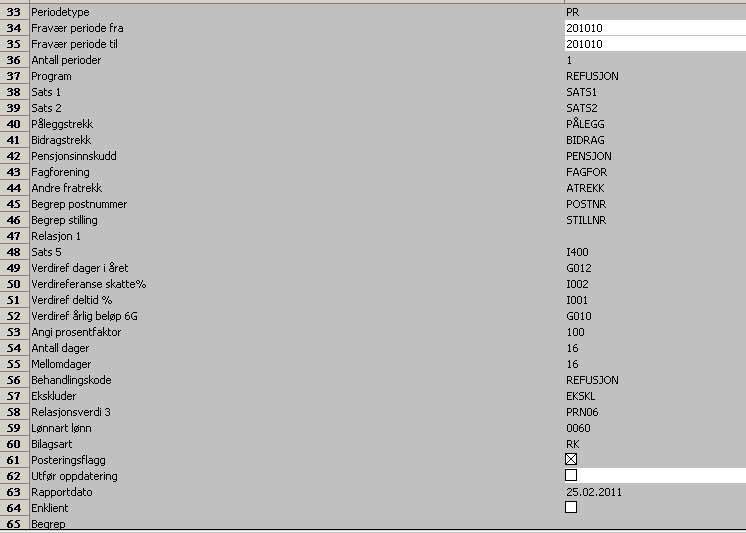 7 Vedlegg A - Rapportparametre 7.