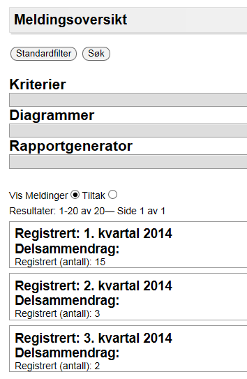 Rapportgenerator Gruppering etter